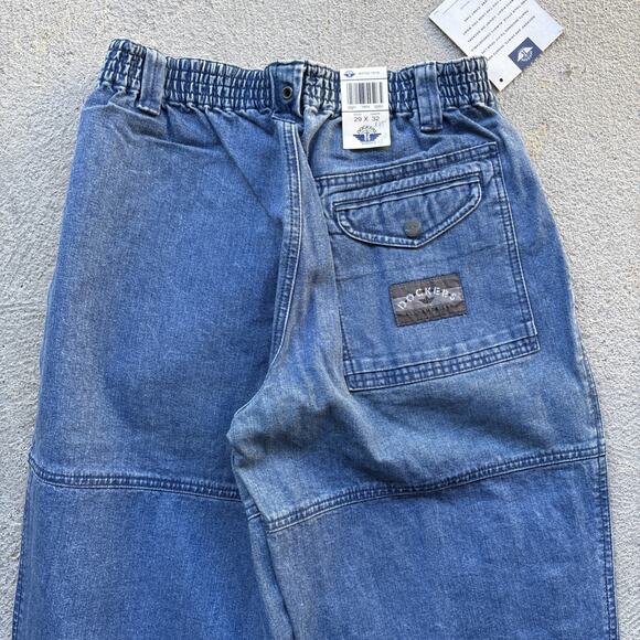Deadstock 90s Dockers Jeans Mens 29x32 Pleated Denim Levis Cargo Tapered Vintage - Picture 9 of 11